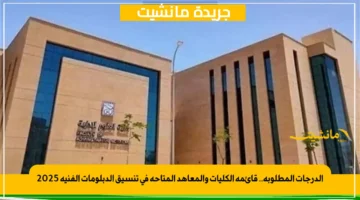 الدرجات المطلوبة.. قائمة الكليات والمعاهد المتاحة في تنسيق الدبلومات الفنية 2025